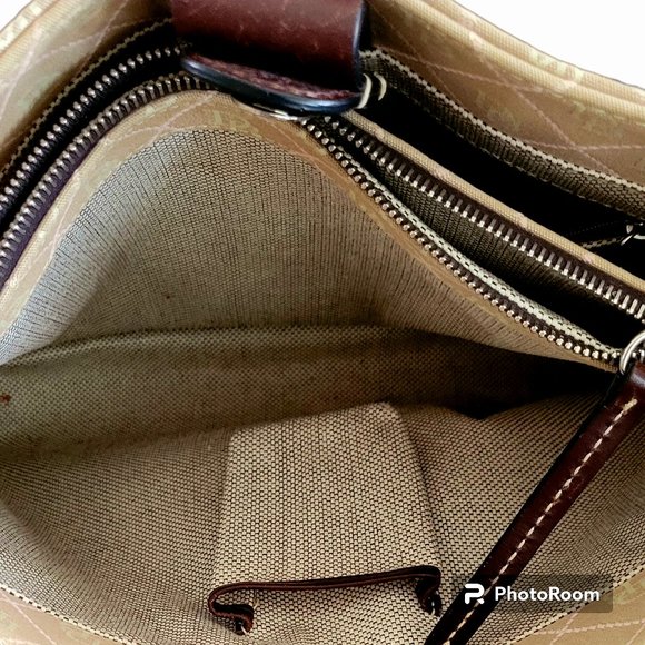 Dooney & Bourke East/West Tote Handbag in Tan/Beige with Brown Leather Straps - Picture 11 of 14